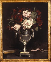 Roses rouges et blanches dans une urne en argent, c.1897