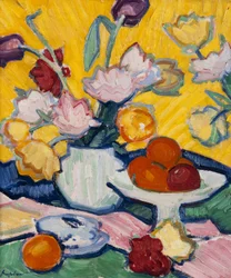 Tulipes dans un vase en poterie
