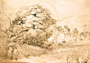 Un chemin à travers un champ de maïs, vers 1832-33