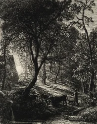 Le Cottage du berger, ou Coucher de soleil, 1850