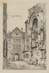 Fac-similés de croquis faits en Flandre et en Allemagne : Église de Thein, Prague
