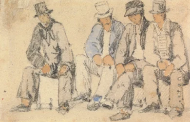 Groupe de quatre hommes assis
