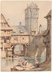 Lavandières devant le château d