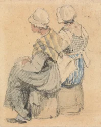 Deux paysannes assises