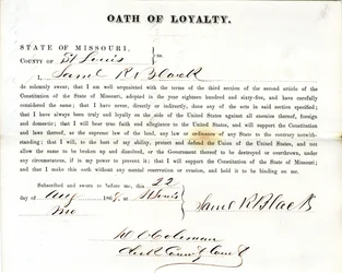 Serment de loyauté de Samuel R. Black du Missouri, Comté de St. Louis