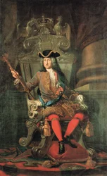 French : Le roi Frédéric Ier de Prusse sur le trône d