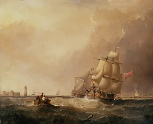 Vue du port de Mersey et vue des navires au large de Douglas, île de Man