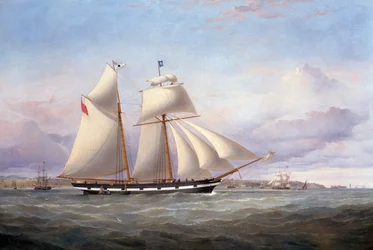 Le Lancefield approchant le fort de Perch Rock et le phare dans la Mersey