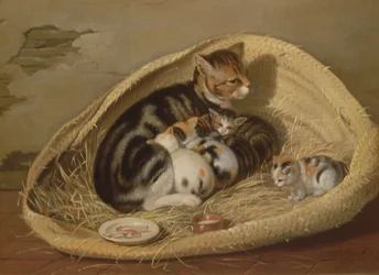 Chatte avec ses chatons dans un panier, 1797