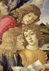 La Madone du Magnificat, détail de trois garçons