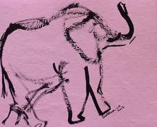 Éléphant rose abstrait