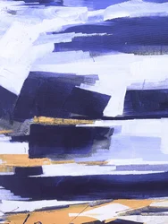 Blocs abstraits indigo et or