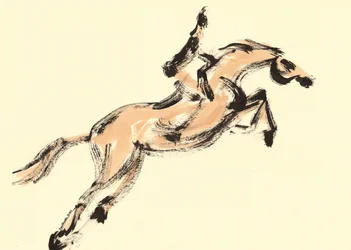 Cavalier sur un cheval sautant