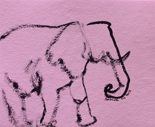 Éléphant rose minimaliste