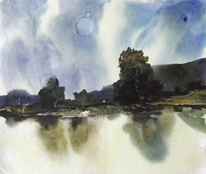 Reflet sur le lac brumeux
