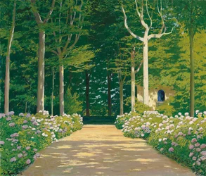 Hortensias sur un chemin de jardin, 1929