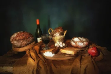 Pain et vin rustiques