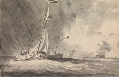 Bateaux dans une tempête de pluie