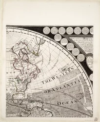 Nouvelle et correcte carte du monde (section), vers 1774