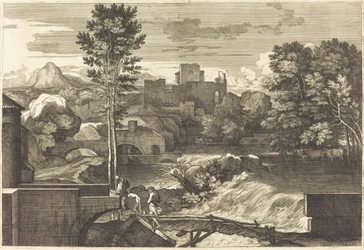 Paysage avec deux figures sur un pont