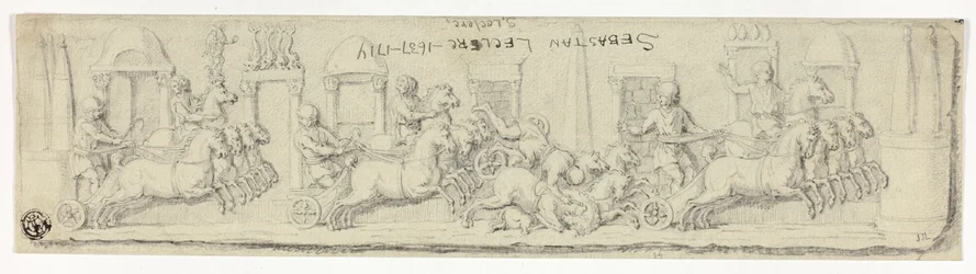 Relief antique de course de chars