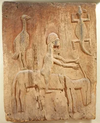 Porte avec un relief représentant un cavalier, population Baule, de la Côte d
