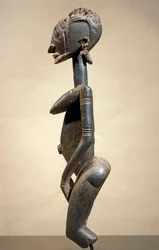 Sculpture en bois et métal, par le Maître aux yeux obliques, hauteur 59 cm, art tribal Dogon Mali
