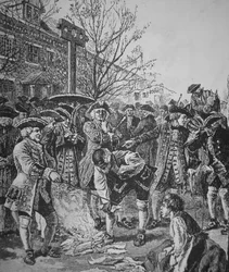 Les Bostoniens brûlant le papier timbré