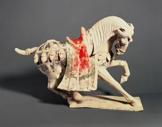 Cheval cabré, figurine funéraire, 7e-début 8e siècle, dynastie Tang