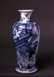 Vase représentant une dame sur un balcon, chinois, vers 1690-1710