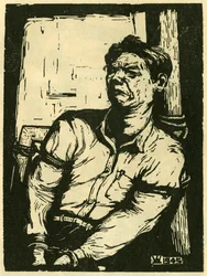 Le prisonnier de guerre de Wang Shu-i. Gravure sur bois, dans "Woodcuts of war-time China 1937-1945", Shanghai