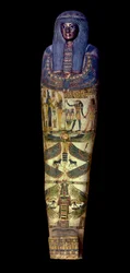 Antiquité égyptienne : couvercle du sarcophage de Jedkhonsouioufankh (Djedkhonsouiouefankh), vers 750 av. J.-C., Musée du Louvre