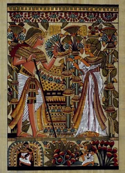 Antiquités égyptiennes : offrande au pharaon. Papyrus, Nouvel Empire