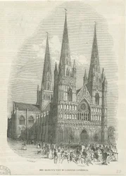 Cathédrale de Lichfield - Façade ouest : gravure sur bois, nd [1843]