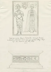 Église de Sandon - Tombe de Hugh Erdeswicke et Cecilia [Bassett] : dessin à la plume et à l