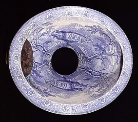 Toilette en faïence bleue et blanche du Staffordshire