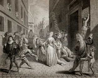 Terreur (1793-1794) : Les comédiens italiens (interprétant des personnages de la Commedia dell