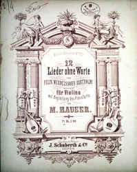 12 Lieder sans paroles accompagnés au piano, par Felix Mendelssohn (lithographie)