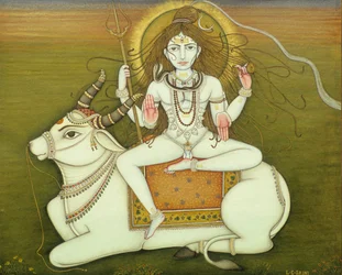 Dieu Shiva pose nue, peinture miniature sur papier
