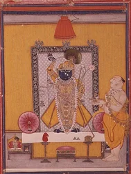 Image de Krishna avec un dévot