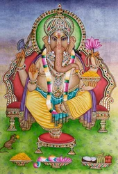 Seigneur Ganesha Ganpati en peinture miniature sur papier