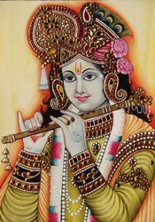 Miniature de Krishna sur papier