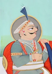Peinture miniature de Maharaja Prithviraj Chauhan Ajmer