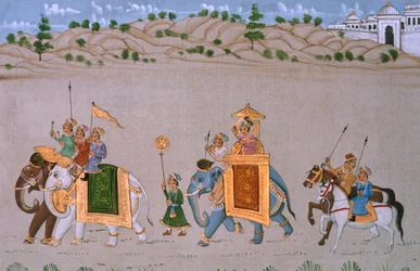 Miniature sur soie, procession royale