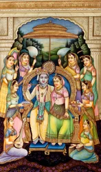 Radha Krishna en peinture miniature sur ivoire