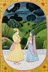 Image de calendrier annuel et peinture pour le mois hindou Bhadon, Inde