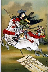 Tomoe, une femme guerrière courageuse du Japon pendant les périodes Genji et Heishi