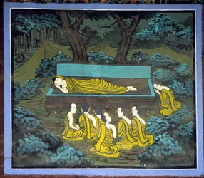 Bouddha et ses disciples. Fresque au Temple Yongju, région de Suwon, Corée.
