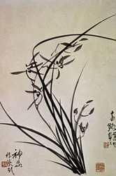 Orchidées. Estampe coréenne de la dynastie YI.
