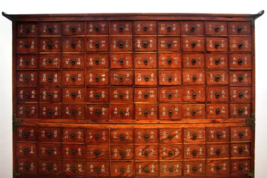 Mobilier médical en bois, période Joseon, Corée, collection Kim Chong-hak. Musée national de Corée, Séoul, République de Corée, 2006.